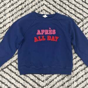 Crewcuts Girls Apres All Day Navy Blue Embroidered Sweatshirt L 10-11y